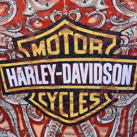 Harley-Davidson Tops - Harley-Davidson Motorcycles Women’s V-Neck Embellished Tee Shirt Size Medium